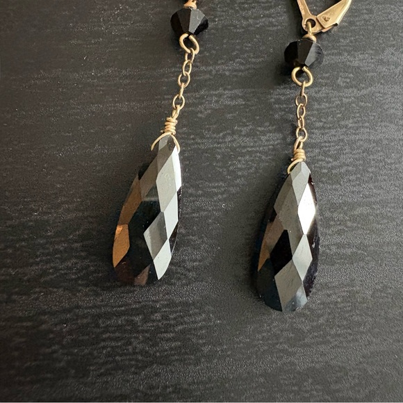 Black Crystal 14k Gold Filled Earrings - Picture 5 of 8